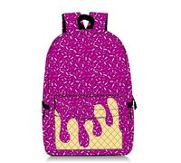 Generico Ice Cream Backpack Kawaii Shoulder Bagpacks Cute Large Capacity Daypack Lightweight Daily Use Travel Hiking Camping (Purple)