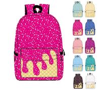 Generico Ice Cream Backpack With Side Pockets, Ice Cream Drip Backpack, Cute Laptop Travel Backpacks Shoulder Bag (Rose Red)