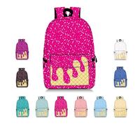 Generico Ice Cream Drip Backpack for Boys Girls, Kawaii Shoulder Bagpacks, Laptop Shoulder Bag with Side Pockets Large Capacity (Rose red)