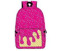 Generico Ice Cream Drip Backpack, Kawaii Shoulder Bagpacks for Boys Girls, Laptop Shoulder Bag with Side Pockets Large Capacity (Rose Red)