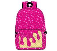 Generico Ice Cream Drip Backpack, Kawaii Shoulder Bagpacks with Side, Pockets Large Capacity Daypack for Travel Hiking Camping (Rose Red)