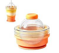 Generico Ice Drink Cup with Straw - Silicone Portable Folding Water Bottle, Leakproof Ice Sphere Maker Cup | Travel Beverage Container for Camping, Office, Dorm, Picnic, Hiking, Vacation Use