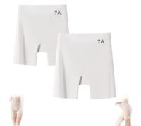 Generico Ice Silk Underwear, Women's High-Waisted Ice Silk Tummy Control And Butt Lift Underwear, 3-in-1 Panty Shorts (White White,L(40-50kg))