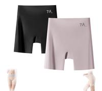 Generico Ice Silk Underwear, Women's High-Waisted Ice Silk Tummy Control And Butt Lift Underwear, 3-in-1 Panty Shorts (Black Purple,2XL(65-80kg))