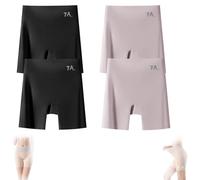 Generico Ice Silk Underwear, Women's High-Waisted Ice Silk Tummy Control And Butt Lift Underwear, 3-in-1 Panty Shorts (Black Purple*2,3XL(80-95kg))