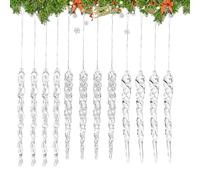 Genérico Icicle Ornaments for Christmas Tree - 12 pezzi acrilico Icicle Drop Ornaments | Acrylic Christmas Tree Ornament | Teardrop Pendant Garland Clear Decor for Winter Indoor Home Window Wall