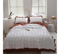 Generico ICY Seersucker Summer Cool Quilt Lace 4-Piece Set, 200x230cm Washable ICY Cool Breathable Summer Quilt, with Blanket, Bed Sheet, 2pcs Pillowcase (Style G)