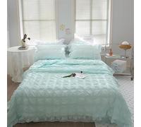 Generico ICY Seersucker Summer Cool Quilt Lace 4-Piece Set, 200x230cm Washable ICY Cool Breathable Summer Quilt, with Blanket, Bed Sheet, 2pcs Pillowcase (Style D)
