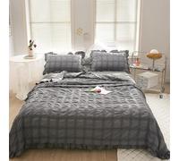 Generico ICY Seersucker Summer Cool Quilt Lace 4-Piece Set, 200x230cm Washable ICY Cool Breathable Summer Quilt, with Blanket, Bed Sheet, 2pcs Pillowcase (Style A)