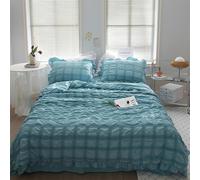 Generico ICY Seersucker Summer Cool Quilt Lace 4-Piece Set, 200x230cm Washable ICY Cool Breathable Summer Quilt, with Blanket, Bed Sheet, 2pcs Pillowcase (Style I)