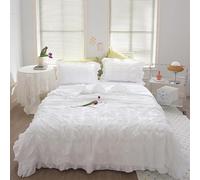Generico ICY Seersucker Summer Cool Quilt Lace 4-Piece Set, 200x230cm Washable ICY Cool Breathable Summer Quilt, with Blanket, Bed Sheet, 2pcs Pillowcase (Style F)