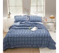Generico ICY Seersucker Summer Cool Quilt Lace 4-Piece Set, 200x230cm Washable ICY Cool Breathable Summer Quilt, with Blanket, Bed Sheet, 2pcs Pillowcase (Style H)