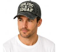 Generico IDK IDC & Idgaf Hat Embroidered Baseball cap, Funny Adjustable Cotton Breathable Baseball Hat for Men Women (Gray)
