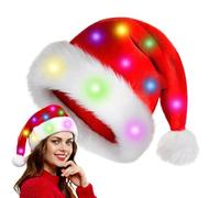 Generico Il cappello di Babbo Natale si, Cappello natalizio in peluche con a LED, Classico cappello cosplay di Natale, da festa di per adulti, bambini