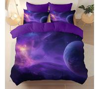Generico Il copripiumino giusto per ogni stanza, Morbido e traspirante microfibra spazzolata 135 x 200 cm, Spazio Universo Galassia tema Copripiumini Adatto ad adulti, bambini e donne, Viola