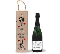 Generico ''Il migliore papà'' Set Regalo per Papà, Bottiglia di Vino con Scatola in Legno Etichetta Personalizzata con Foto Idea regalo festa del Papà Babbo Festa dei nonni Natale