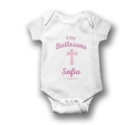 Generico Il Mio Battesimo Body Bimba Bambina Personalizzto con Nome e Data Idea Regalo Nascita Compleanno Giorno Battesimo Baby Shower Gender Reveal Annnuncio Gravidanza Neonato (0-6 Mesi)