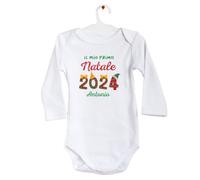 Generico ''Il mio Primo Natale'' Body Natalizio Neonato in Cotone da Bimbo Bimba Personalizzato con nome Grafica Idea Regalo Compleanno Natale Nascita Neonato Tutina Divertente Inverno2