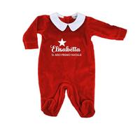 Generico ''Il mio primo Natale'' Tutina Natalizia in Ciniglia Rossa per Neonato con Colletto Bianco e Scritta e nome personalizzato Pagliaccetto Festivo per Prima Infanzia idea regalo natale nascita