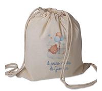 Generico Il Primo Cambio Sacchetto Porta Corredino Bebè Neonato Zaino A Sacca In Cotone 130gr Personalizzato con Nome e Orsetto Idea Regalo Natale Compleanno Nuova Nascita Bimbo Bimba in Arrivo