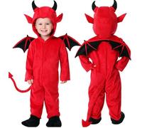 Generico Il set di costumi da diavolo include una tuta e un berretto in morbido materiale per la prima celebrazione del bambino. Costume da bambina