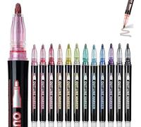 Generico Illuminateupon/Neattidyly Marker Pen for Highlight, Outline Metallic Markers Pen for Highlight, Double Line Outline Markers Pens, For Drawing and Scribbling (12 colors)
