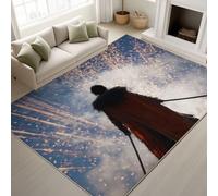 Generico Illustrazione, Silhouette Fuochi D'Artificio, Spade Tappeti a pelo corto Morbido Tappeti per soggiorno, camera da letto e cucina, per cameretta dei bambini (Blu Tappeti, 60 cm x 160 cm)