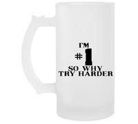 Generico Im #1 So Why Try Harder Bicchiere Da Birra In Vetro Trasparente Con Manico
