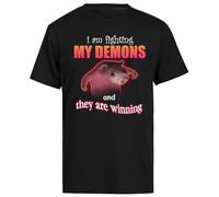 Generico I'm Fighting My Demons T-Shirt A Maniche Corte da Uomo Nera da Uomo