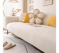 Generico Impermeabile Telo Copridivano 3 Posti,Copridivano Angolare Proteggi Il Divano Dalle Macchie Dei Dai Peli Di Animali Lavabile Copertura Divano con Base Antiscivolo,Beige,90x180cm