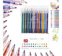 Generico Implementarch Pens, Gettoreach Glitter Gel Pen Set, 8/12/18/24/36/48 Iridescent Glitters Gel Ink Pens Set, Fun GlitterPens for Adult Coloring Books Drawing (24PCS)