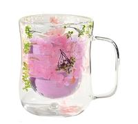 Generico In A Doppia Parete, Tazze Con Fiori Secchi, Tazzine Da Caffè Tè 400 Ml, Floreali Vetreria Floreale Estetica Di Decorativi Eleganti Disegn