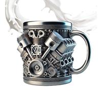 Generico in acciaio inossidabile - da caffè isolata sotto vuoto a doppia parete da 300 ml, boccetta termica per bottiglia d'acqua a bocca larga con design a motivo del motore con manico | Bicchieri