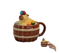 Generico in ceramica con animali - da caffè Capybara da 450 ml, simpatica per l'acqua con coperchio, robusto portabevande, versatile utilizzo per bevande con parte superiore resistente alle