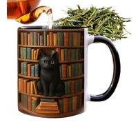 Generico In Ceramica - Da Caffè Con Libro A Tema Gatto| Regali Libreschi Forma Da Scaffale Per Libreria Da 4 Pollici 420 G, Stravagante Da 380 Ml Per Lettrici, Scrittrici E Amanti Dei Gatti,