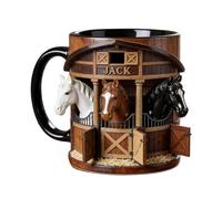 Generico in ceramica per, da caffè | Bicchieri ergonomici a tema cavallo da 330 ml | | Caldo freddo Latte Ghiaccio Acqua Succo Tè Birra Madre Papà Moglie Amica
