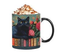 Generico in Ceramica Tema Gatto | Termoresistente da Caffè da Biblioteca,da Colazione con Gatti - per Amanti Animali Scrittori Tè Latte Acqua Succo Casa Appartamento Hotel