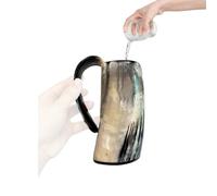 Genérico in - da birra da uomo, in rustico con manico, per bevande fredde, autentiche corna di bue, vichingo, per acqua per uomini e donne, tazze in stile mediev