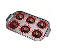 Generico in Silicone per i Cupcake da Forno,Stampo Riutilizzabile a 6 Scomparti | Teglie antiaderenti in silicone per cupcake | per Cookie, Brownie, Cioccolato, Burro, Dessert e Friggitrice ad Aria