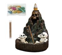 Generico Incense Waterfall Burner, Spooky Skull Rockery Holder, Halloween-Inspired Statue, Backflow Effect, 4.02x3.74x4.65 Inches, Ideal for Outdoor, Desk, Altar, Holiday, Home Decor