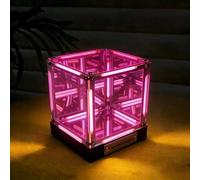 Generico Infinite Space Abyss Lamp, 4D Infinity Mirror Hypercube LED Light, USB-C Rechargeable Mood Night Lights, with Three-Level Touch Dimming, for Gaming Table, Futuristic Room Décor (Pink)