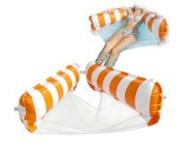 Generico Inflatable Pool Floats, 2 in 1 Hammock Float, Striped Portable Lounger, Mesh Bottom Water Bed, for Water Lake Sea Beach Pond River Indoor Outdoor Camping Floating Relaxation Leisure Gear