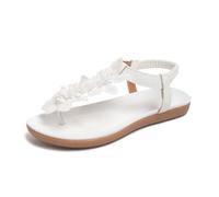 Generico Infradito Donna Estive Comode Sandali infradito taglie forti: scarpe estive casual spiaggia con cinturino elastico alla caviglia e stampa floreale in stile boho estivo. (White, 38)