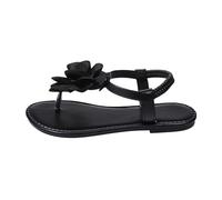 Generico Infradito Donna Estive Comode Sandali piatti boho con cinturino elastico e stampa floreale - Calzature spiaggia con suola comoda e stile estivo casual (Black, 42)