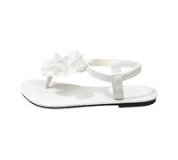 Generico Infradito Donna Estive Comode Sandali piatti boho con cinturino elastico e stampa floreale - Calzature spiaggia con suola comoda e stile estivo casual (White, 43)