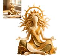 Generico Inner Harmony Sculptural Figurine, Crescent Moon Meditation Statue, Handmade Resin Goddess Sculpture with Nature Branch Details for Zen Homes or Yoga Room Decor