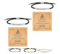 Generico Inspire Bracelet “God is in control”, God Is in Control Bracelet, Stainless Steel Adjustable Christian Faith Handmade Letter Braided Bracelets, Engraving Gifts Jewelry (2pcs Silver)