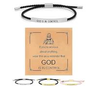 Generico Inspire Bracelet “God is in control”, God Is in Control Bracelet, Stainless Steel Adjustable Christian Faith Handmade Letter Braided Bracelets, Engraving Gifts Jewelry (Silver)
