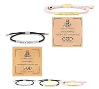 Generico Inspire Bracelet “God is in control”, God Is in Control Bracelet, Stainless Steel Adjustable Christian Faith Handmade Letter Braided Bracelets, Engraving Gifts Jewelry (Silver+Pink)