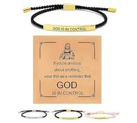 Generico Inspire Bracelet “God is in control”, God Is in Control Bracelet, Stainless Steel Adjustable Christian Faith Handmade Letter Braided Bracelets, Engraving Gifts Jewelry (Gold)